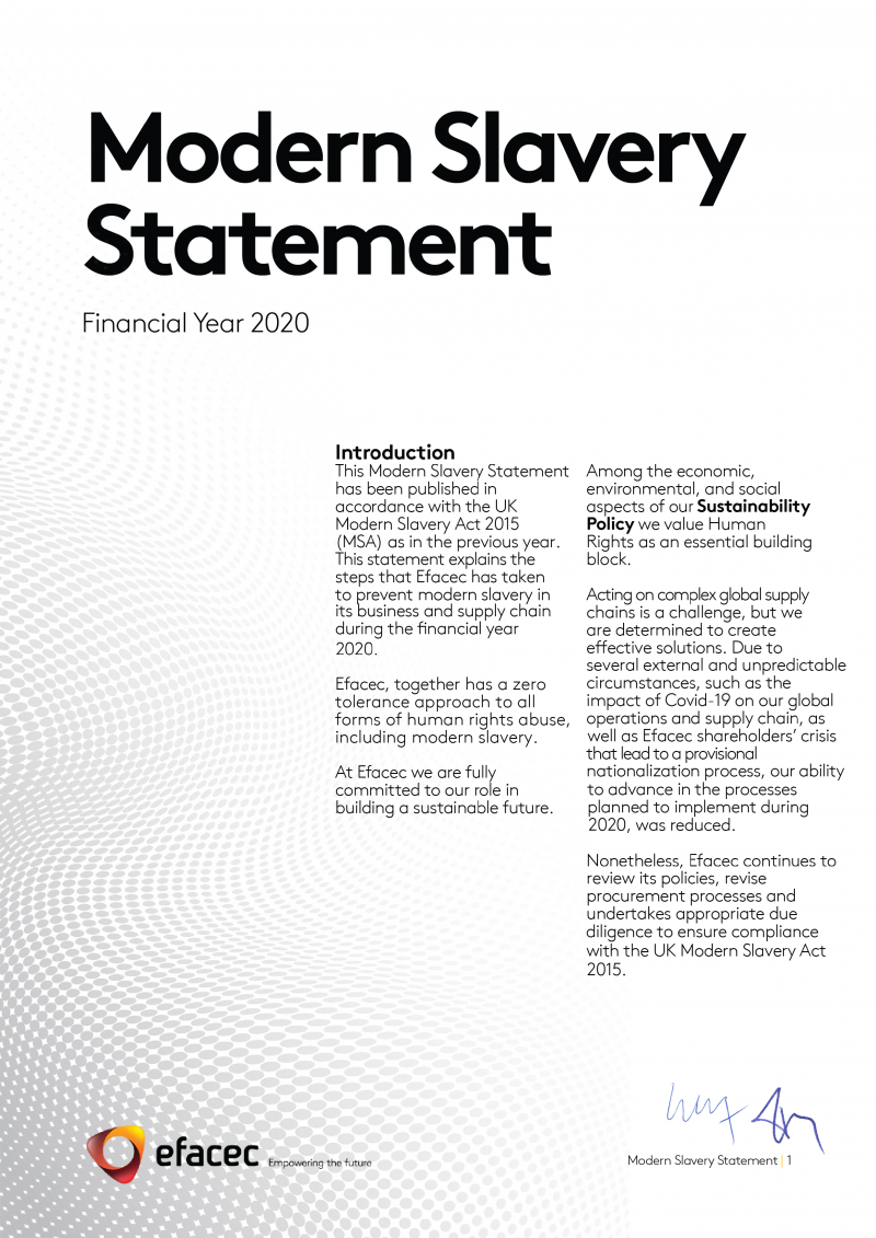 Modern Slavery Statement Efacec   Modern Slavery Statement 800x1131 